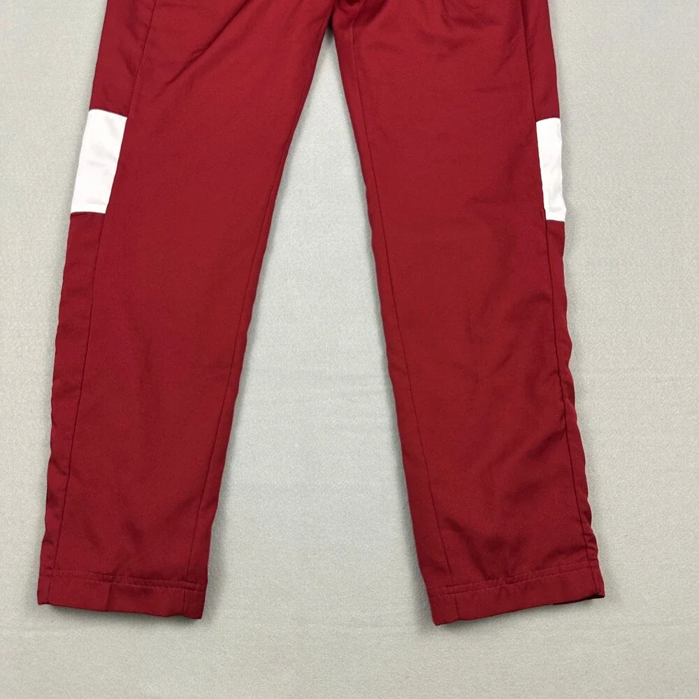 Nike Pants Men Small Red Solid Snap Button Leg Big Swoosh Basketball Warm Ups S